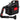 A cordless vacuum cleaner with a black plastic body and hose, accented with red details, shown on a solid white background.